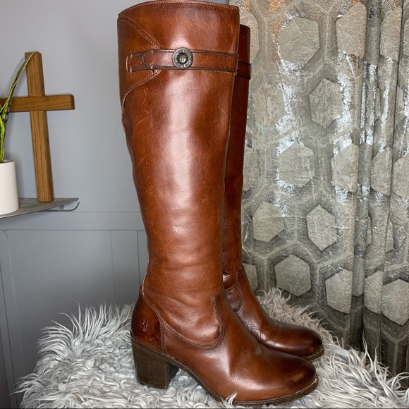 Frye Heeled Riding Boots Tobacco - Picture 5 of 10